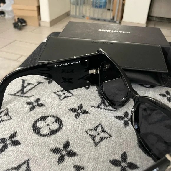Saint Laurent Dark Sunglasses with Silver Accents - Picture 8 of 8